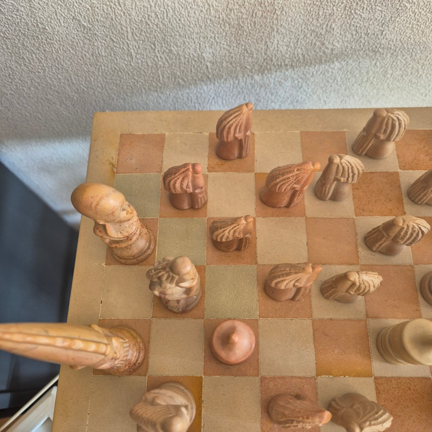 Vintage Afrikaans schaakspel van zeepsteen