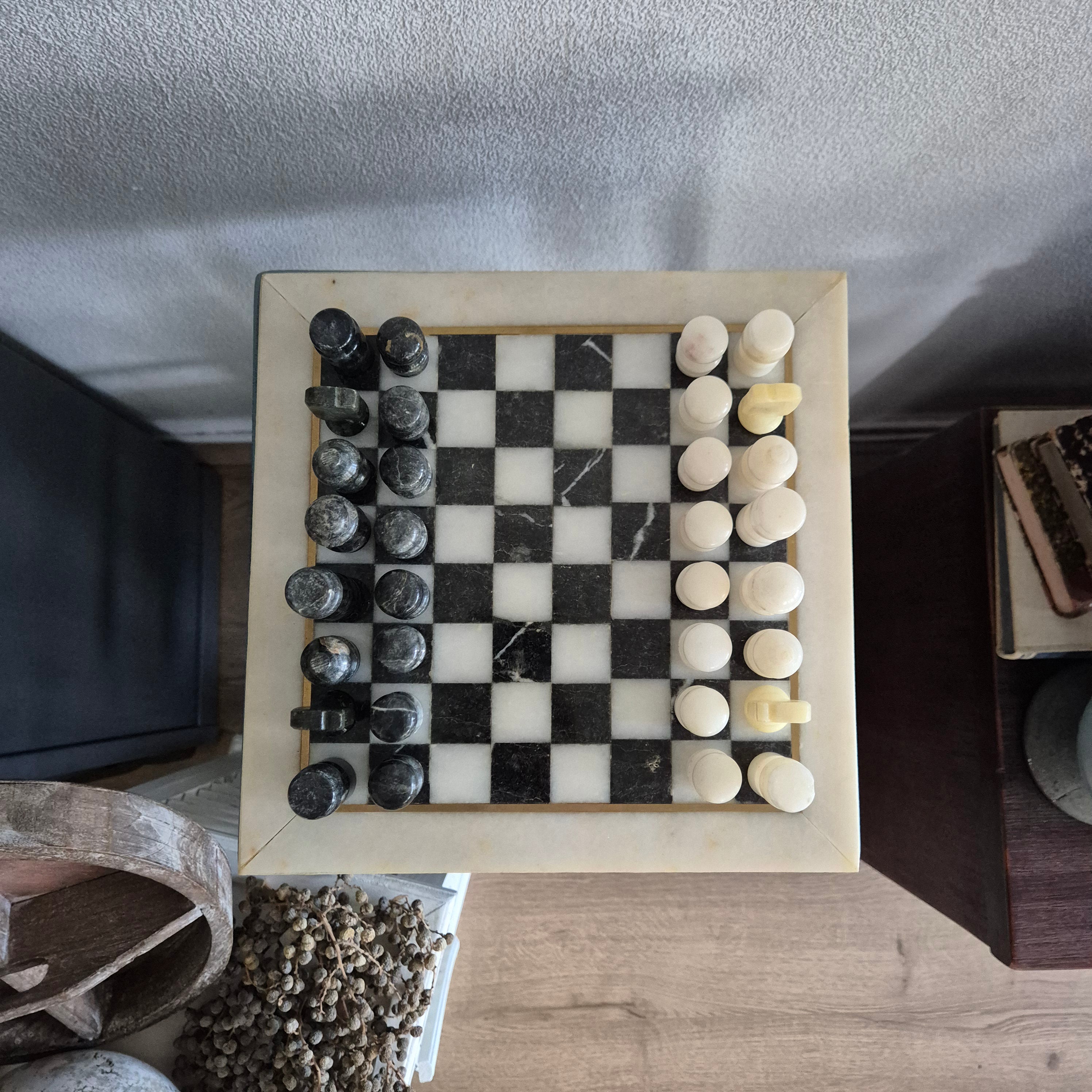 Vintage schaakspel Onyx en Marmer