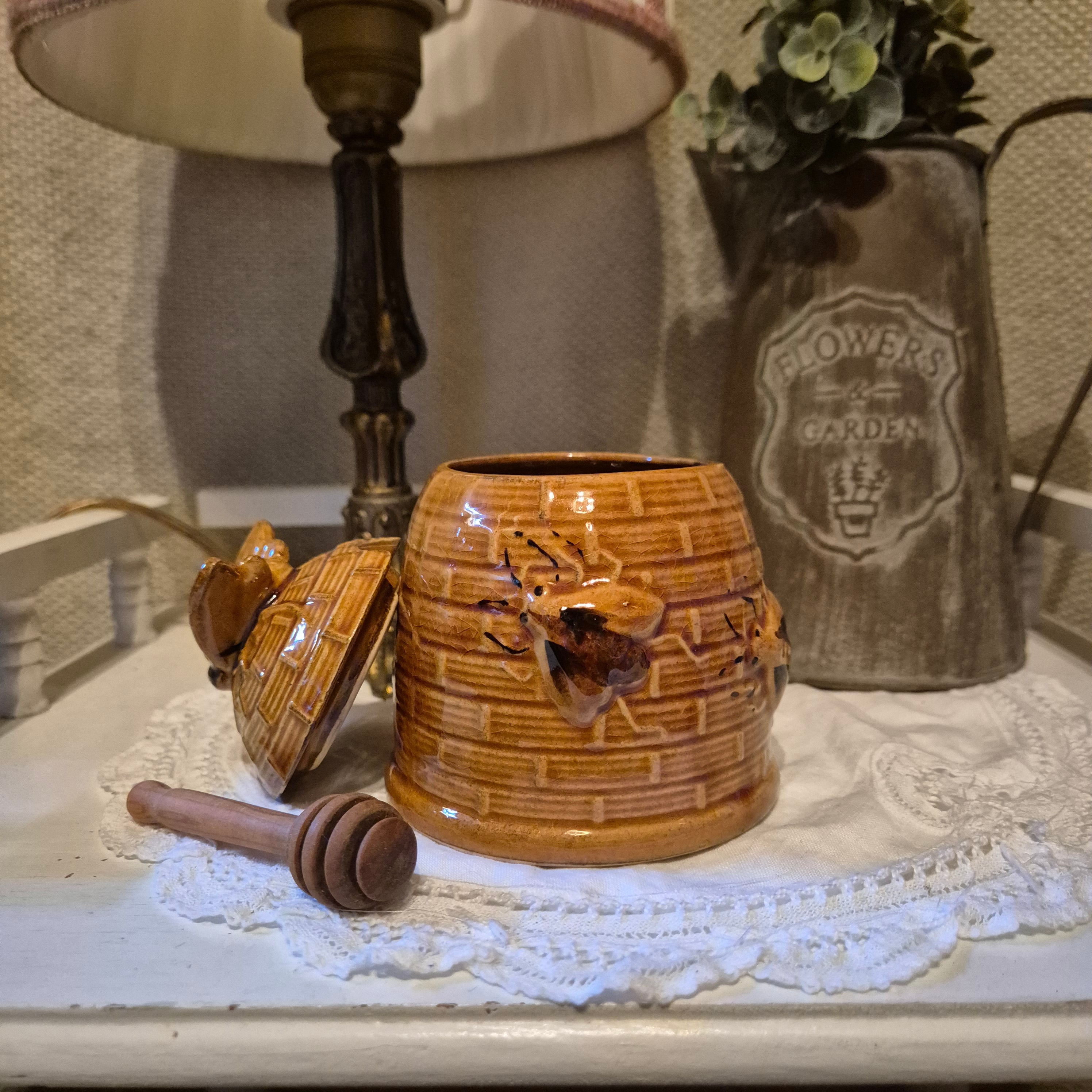 Vintage keramieken honing pot