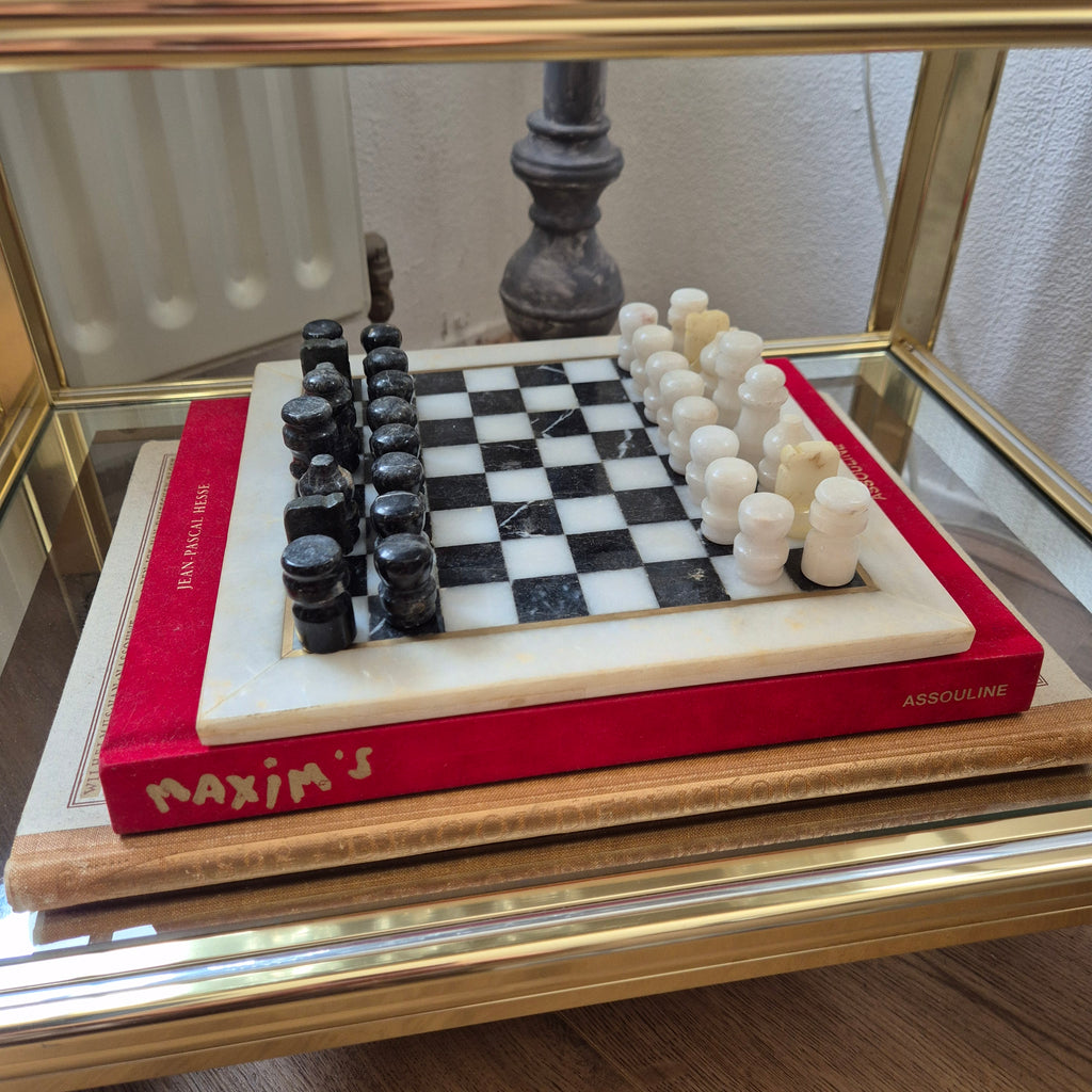 Vintage schaakspel Onyx en Marmer
