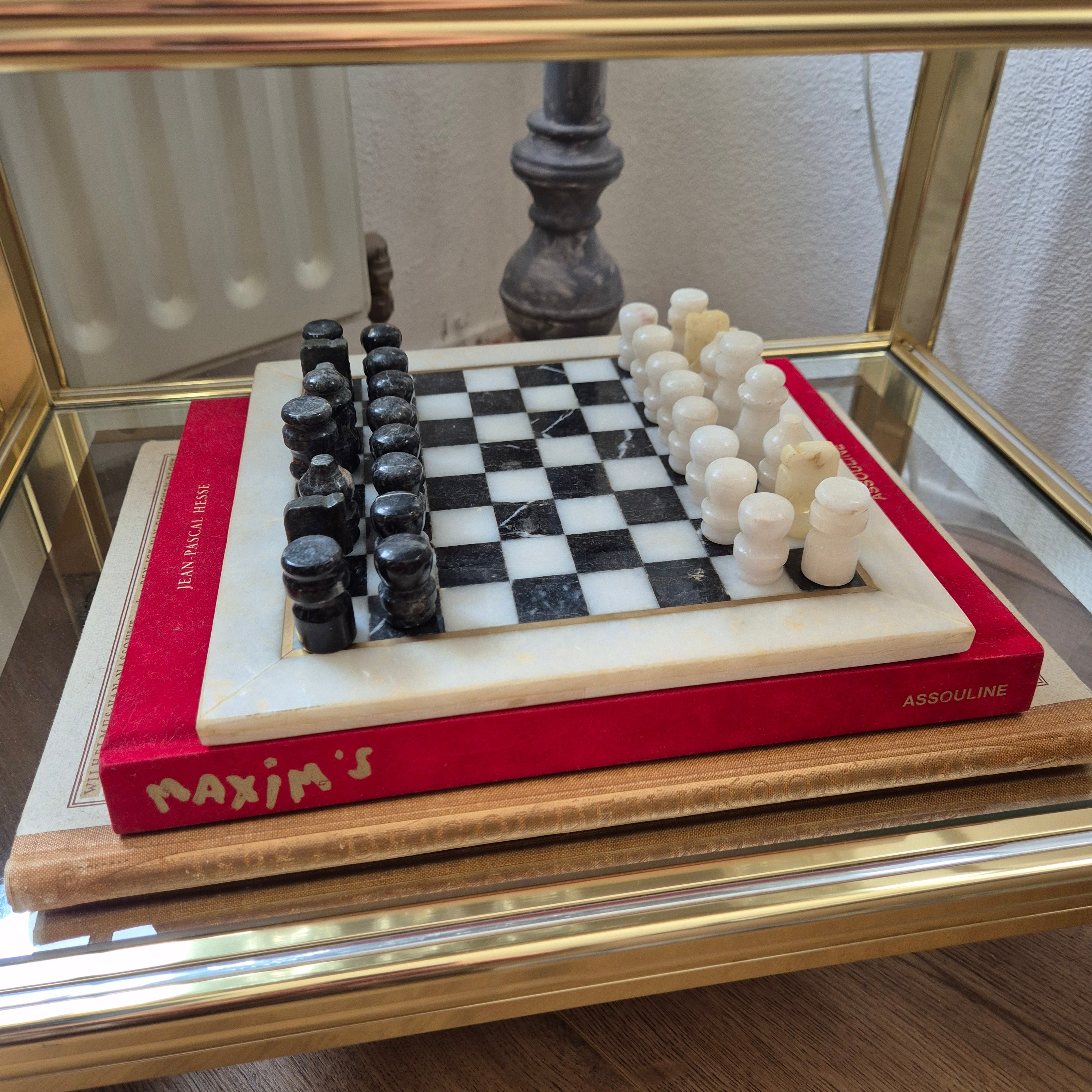 Vintage schaakspel Onyx en Marmer