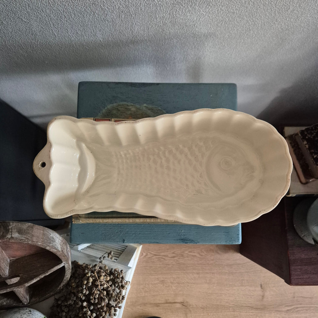Vintage keramieken puddingvorm/ bakvorm vis