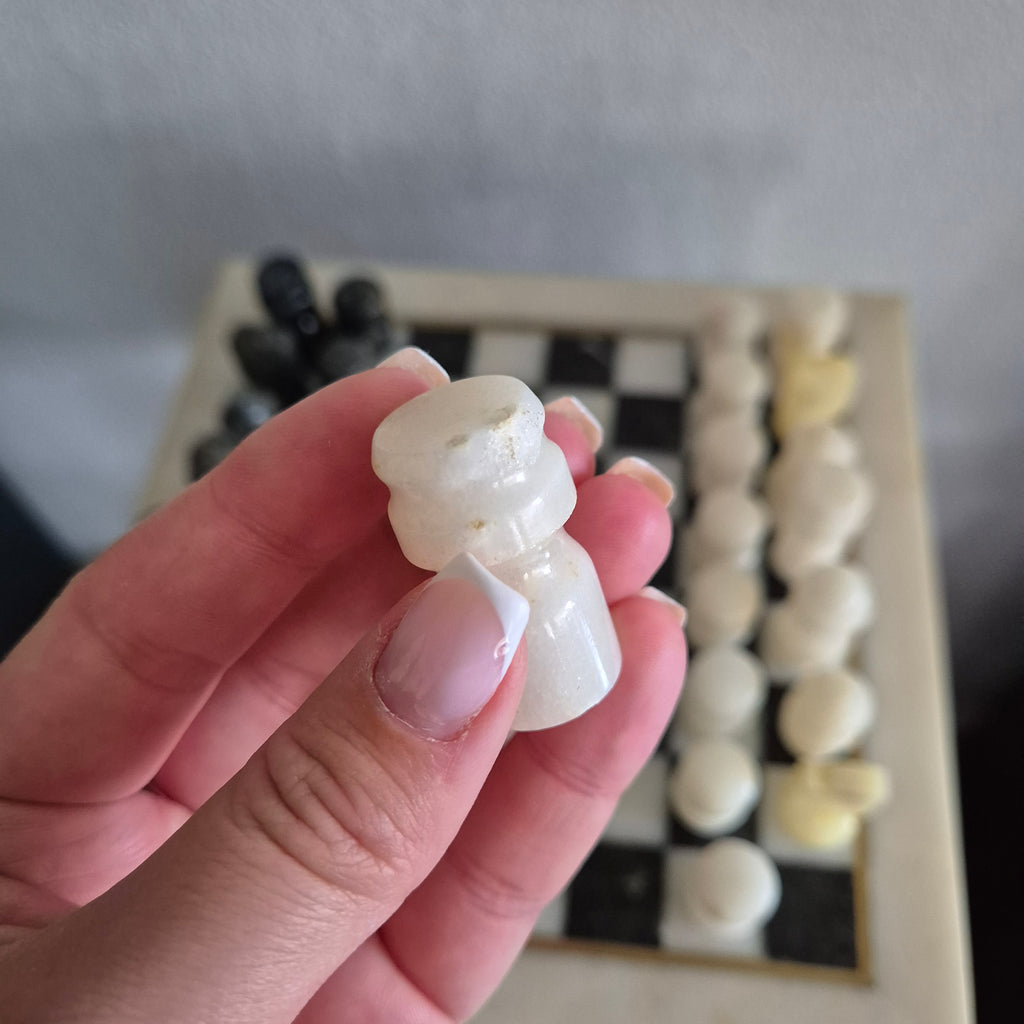 Vintage schaakspel Onyx en Marmer