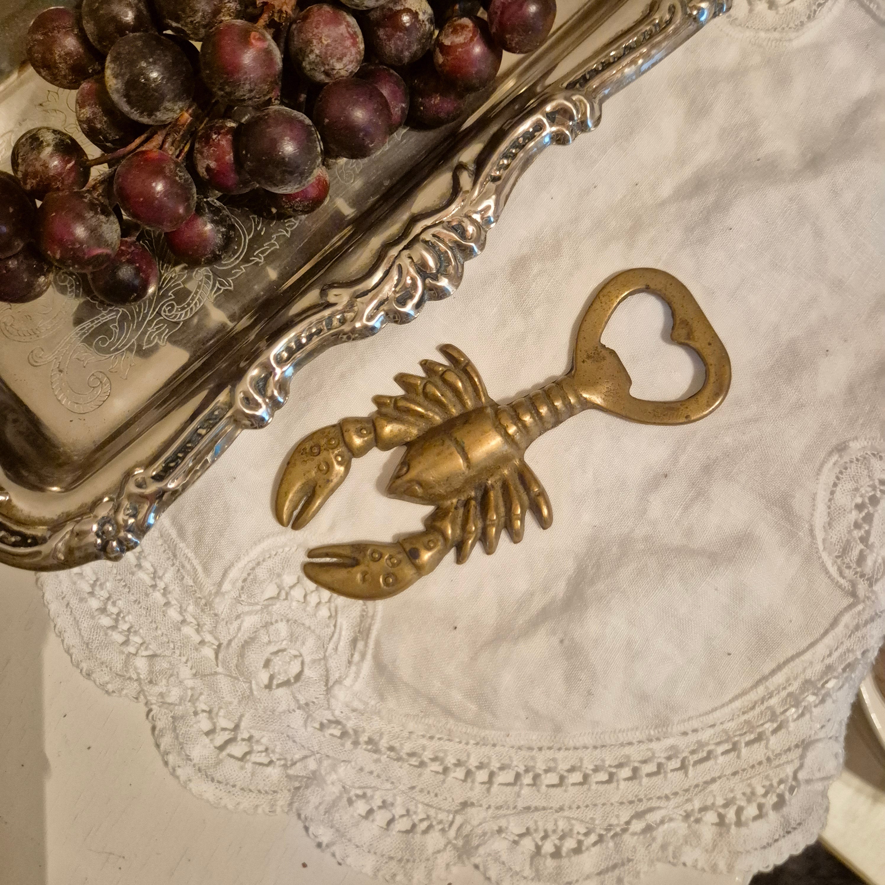 Vintage messing flesopener kreeft