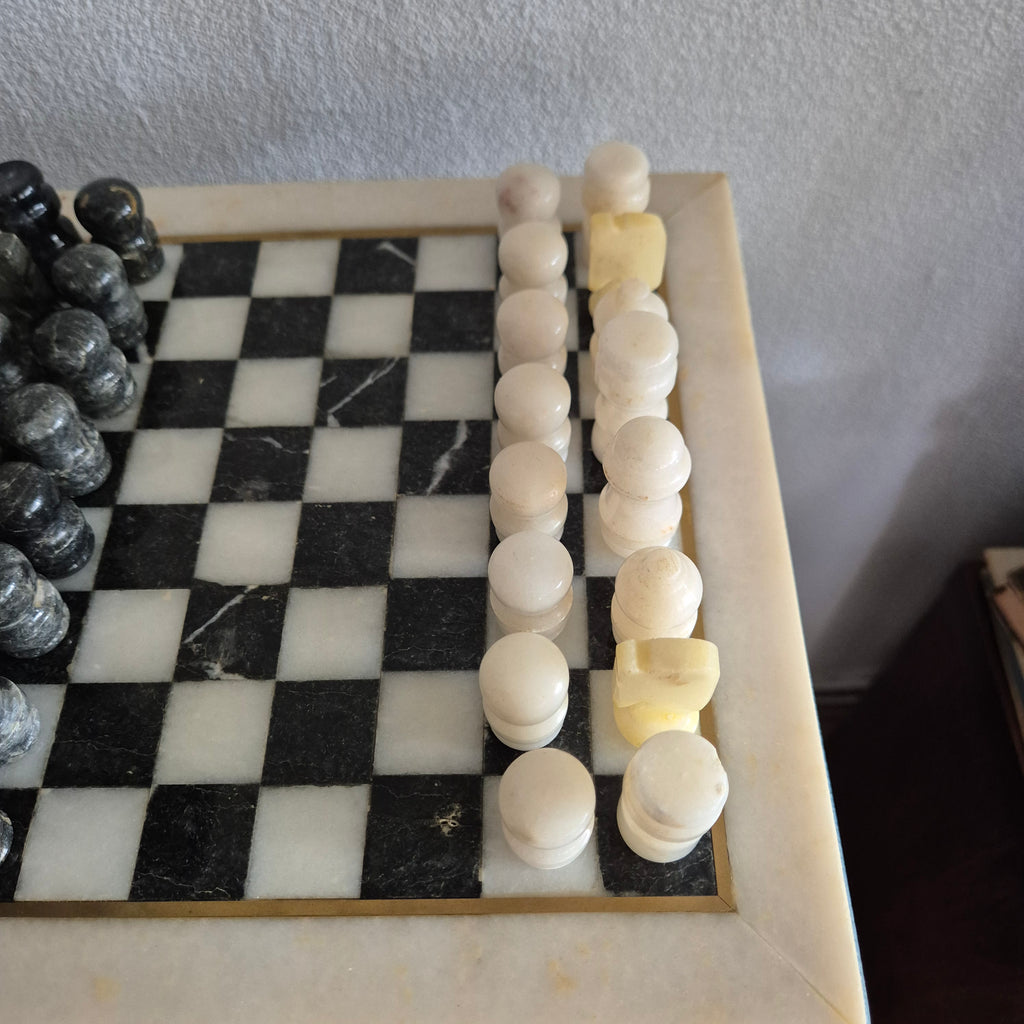 Vintage schaakspel Onyx en Marmer