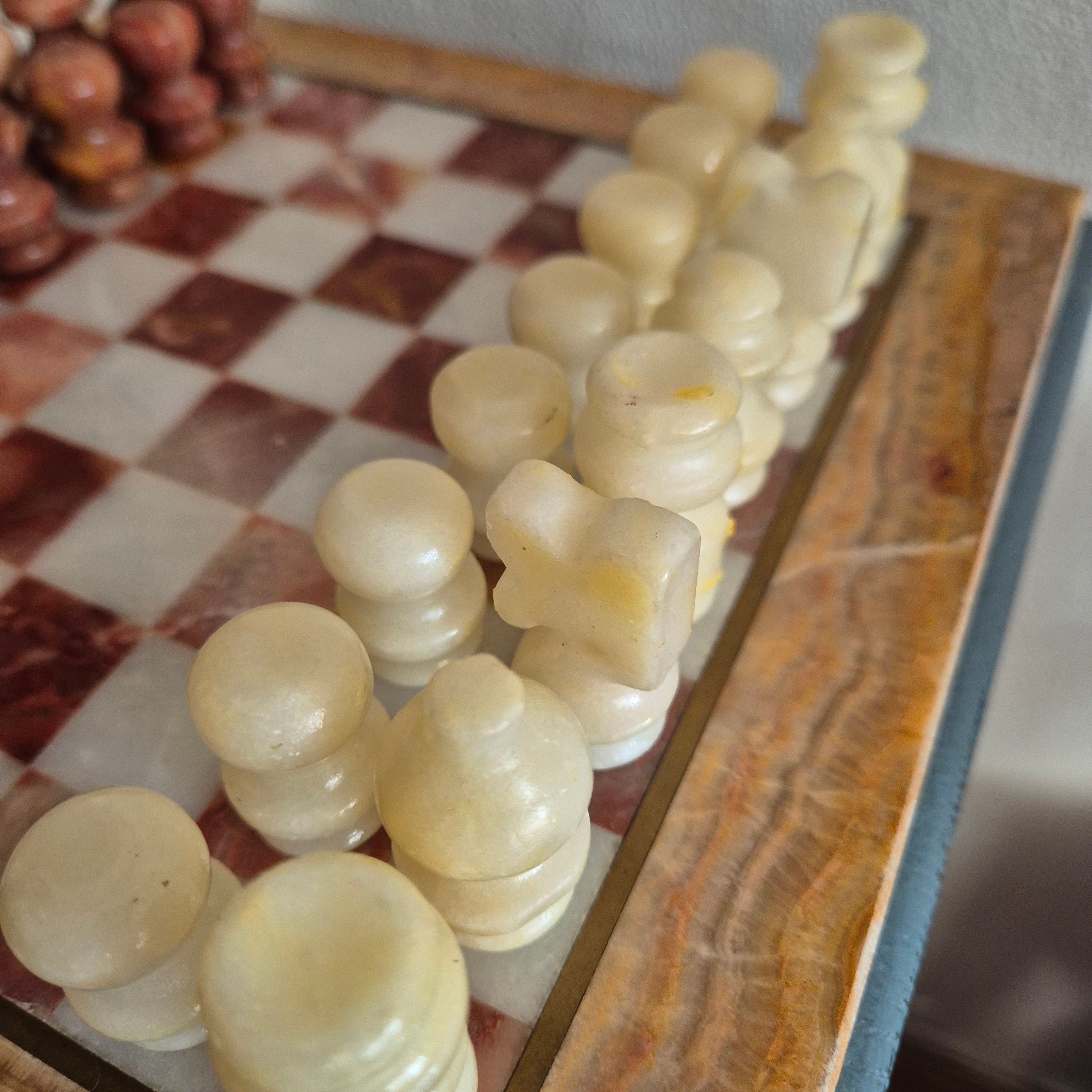 Vintage schaakspel van Onyx en marmer