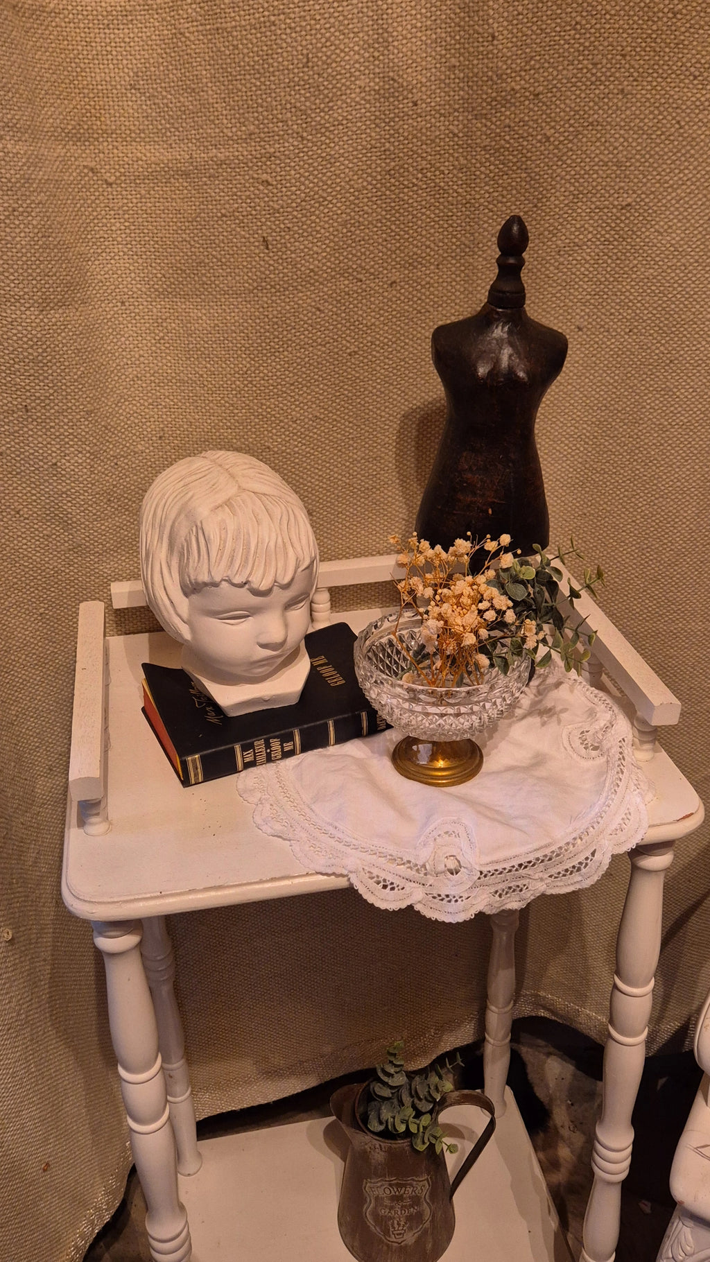 Brocante bijzet tafeltje wit