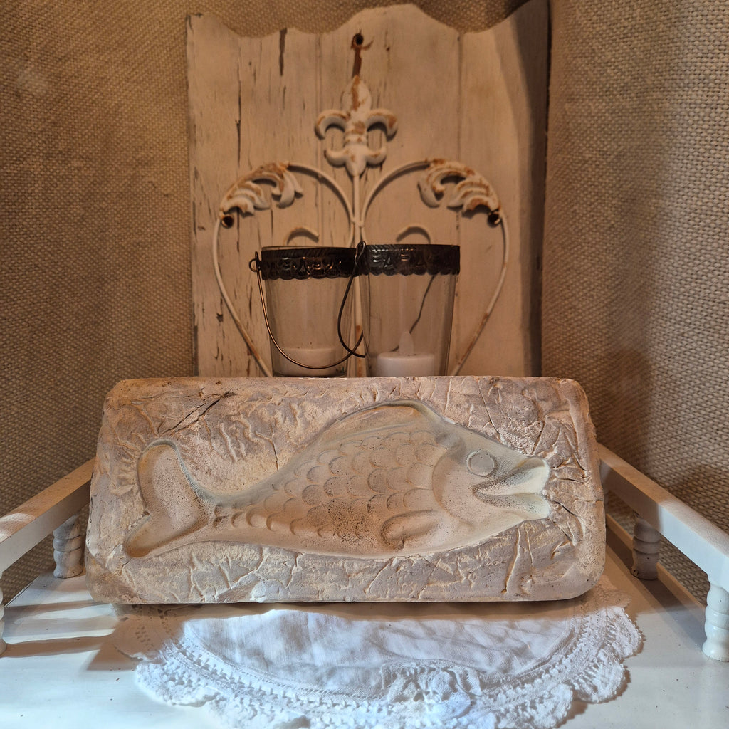 Brocante kalksteen Mal van Vis
