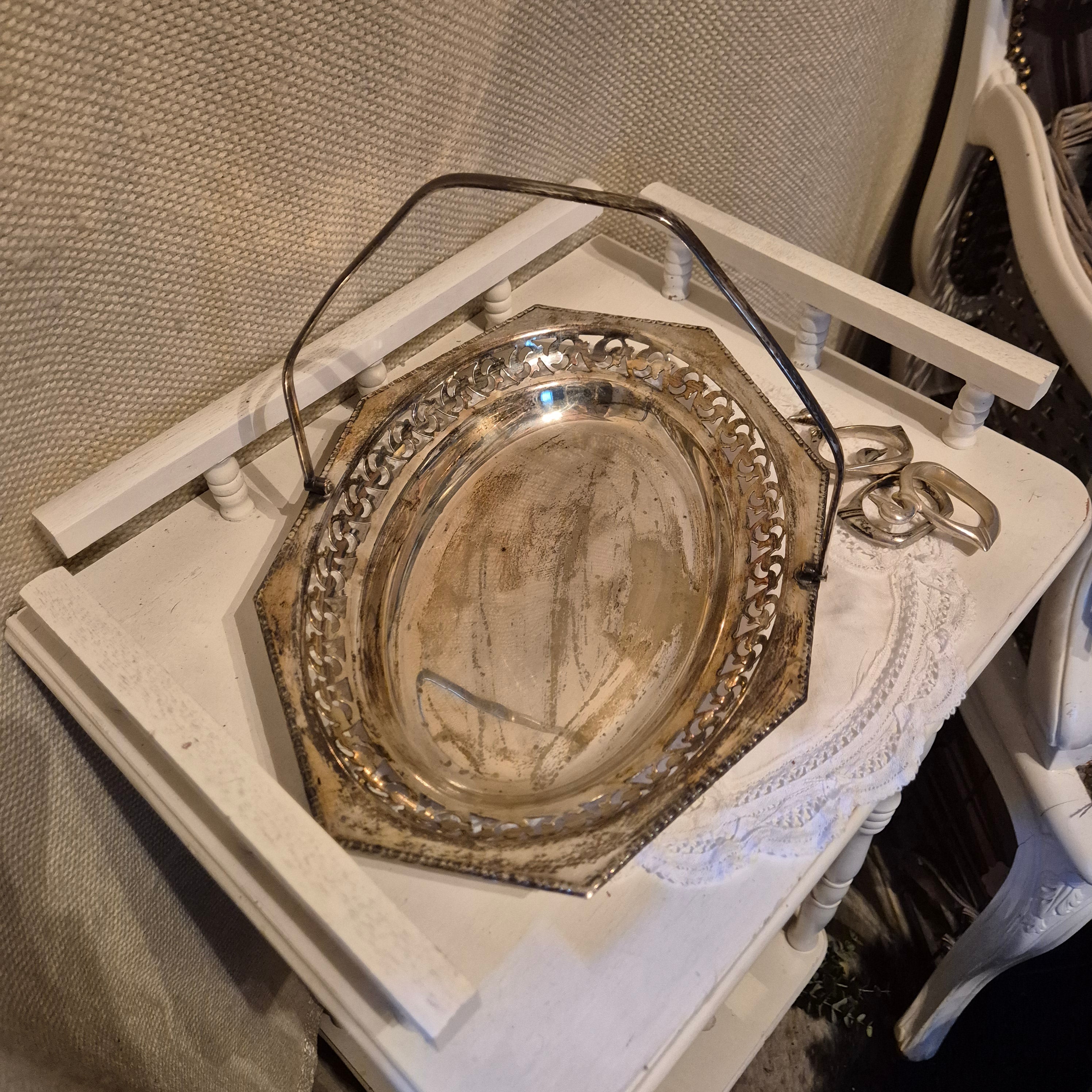 Vintage verzilverde serveerschaal