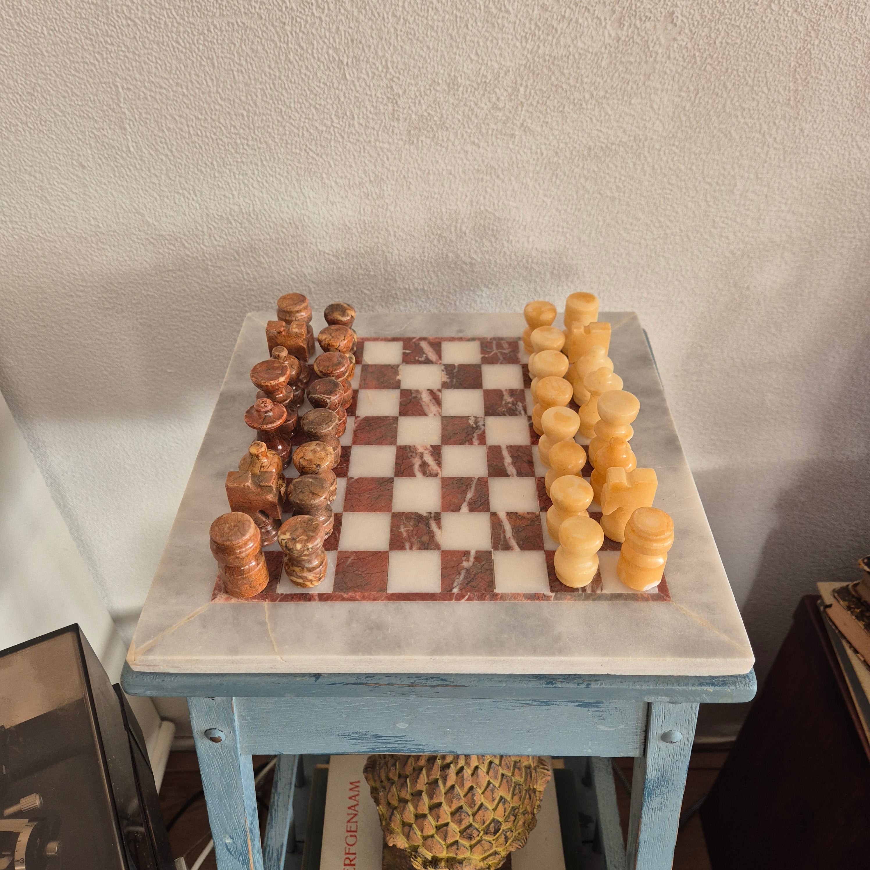 Vintage schaakspel van Onyx en Marmer