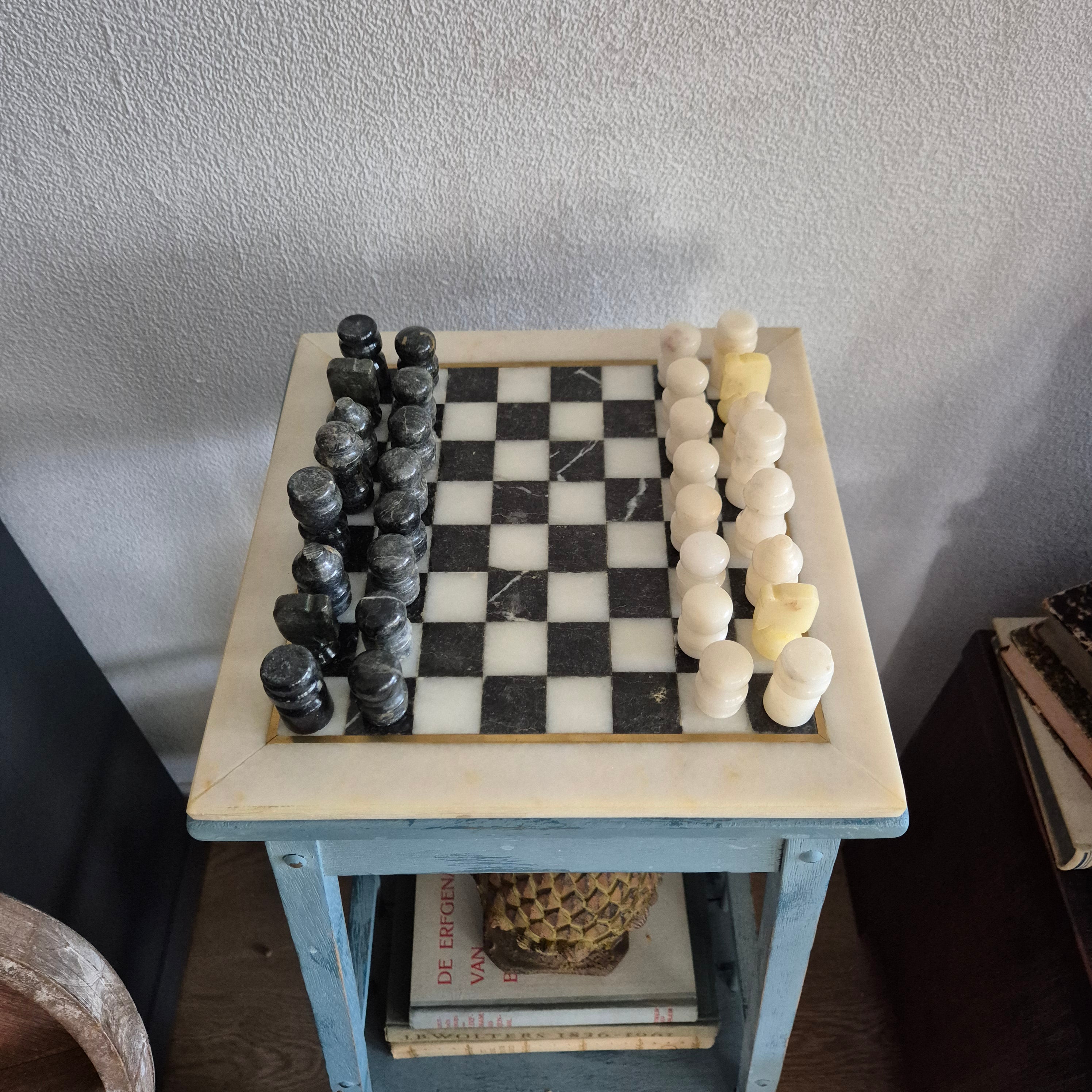 Vintage schaakspel Onyx en Marmer