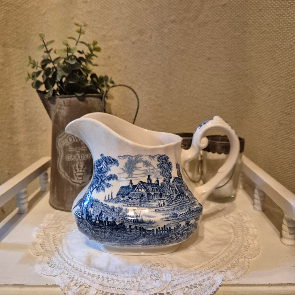 Vintage keramieken Engelse Kan Delfst blauwe stijl