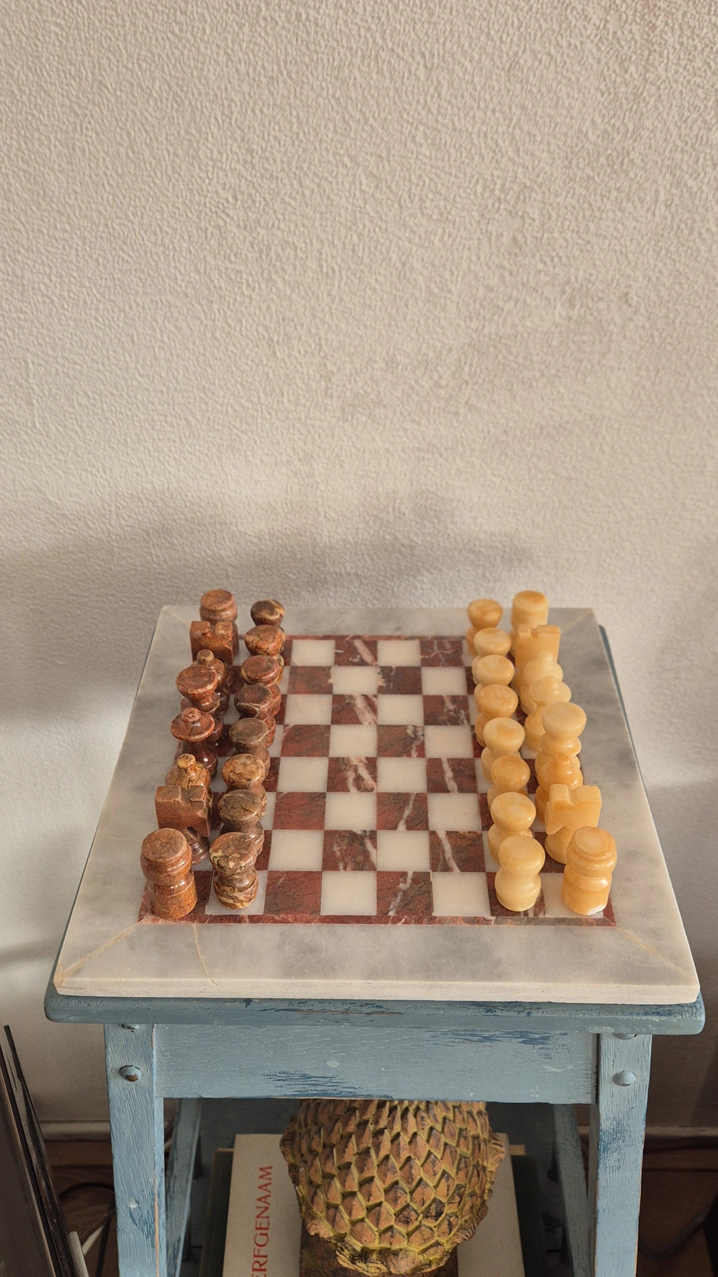 Vintage schaakspel van Onyx en Marmer