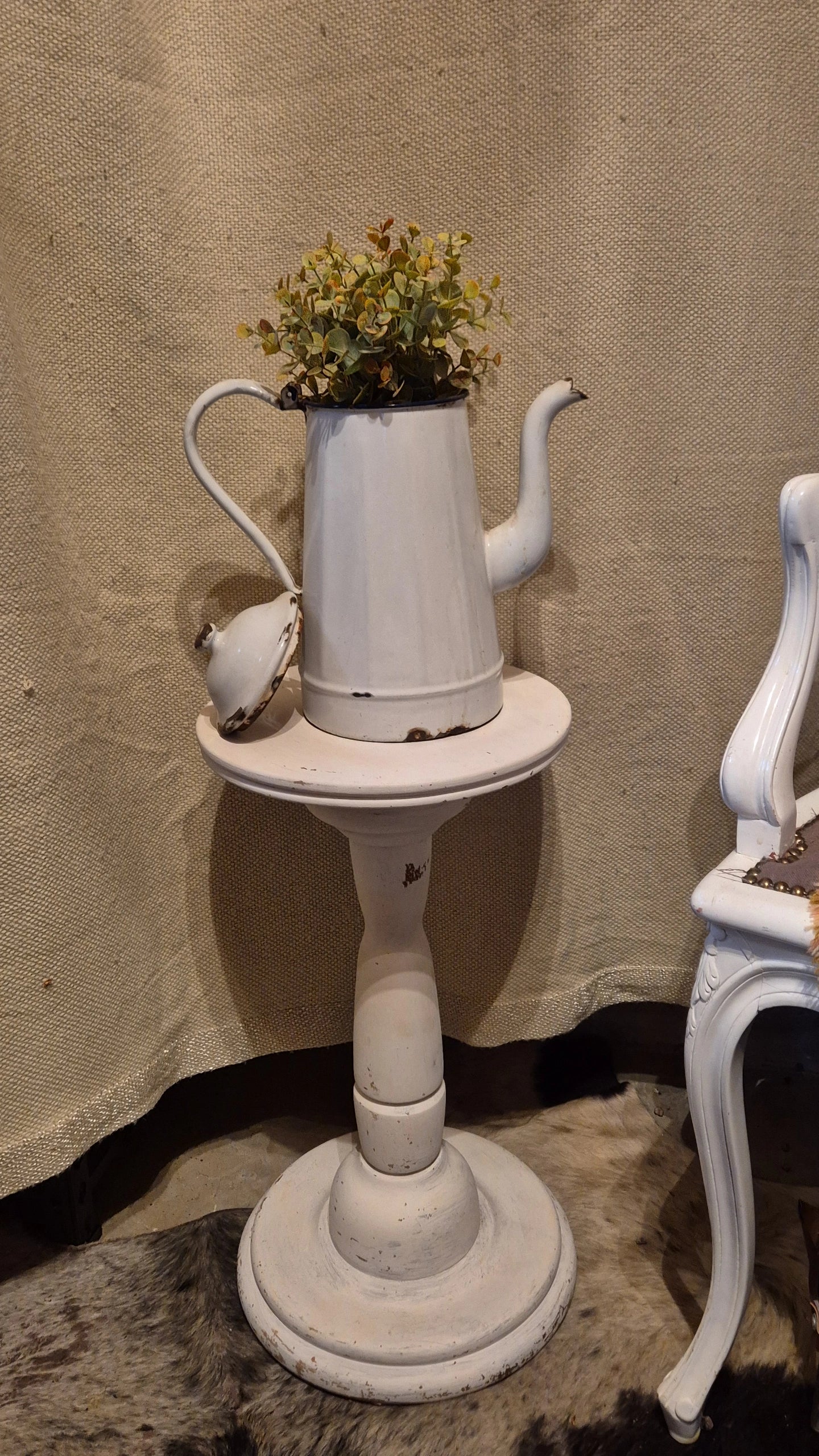 Massief houten Brocante plantentafeltje