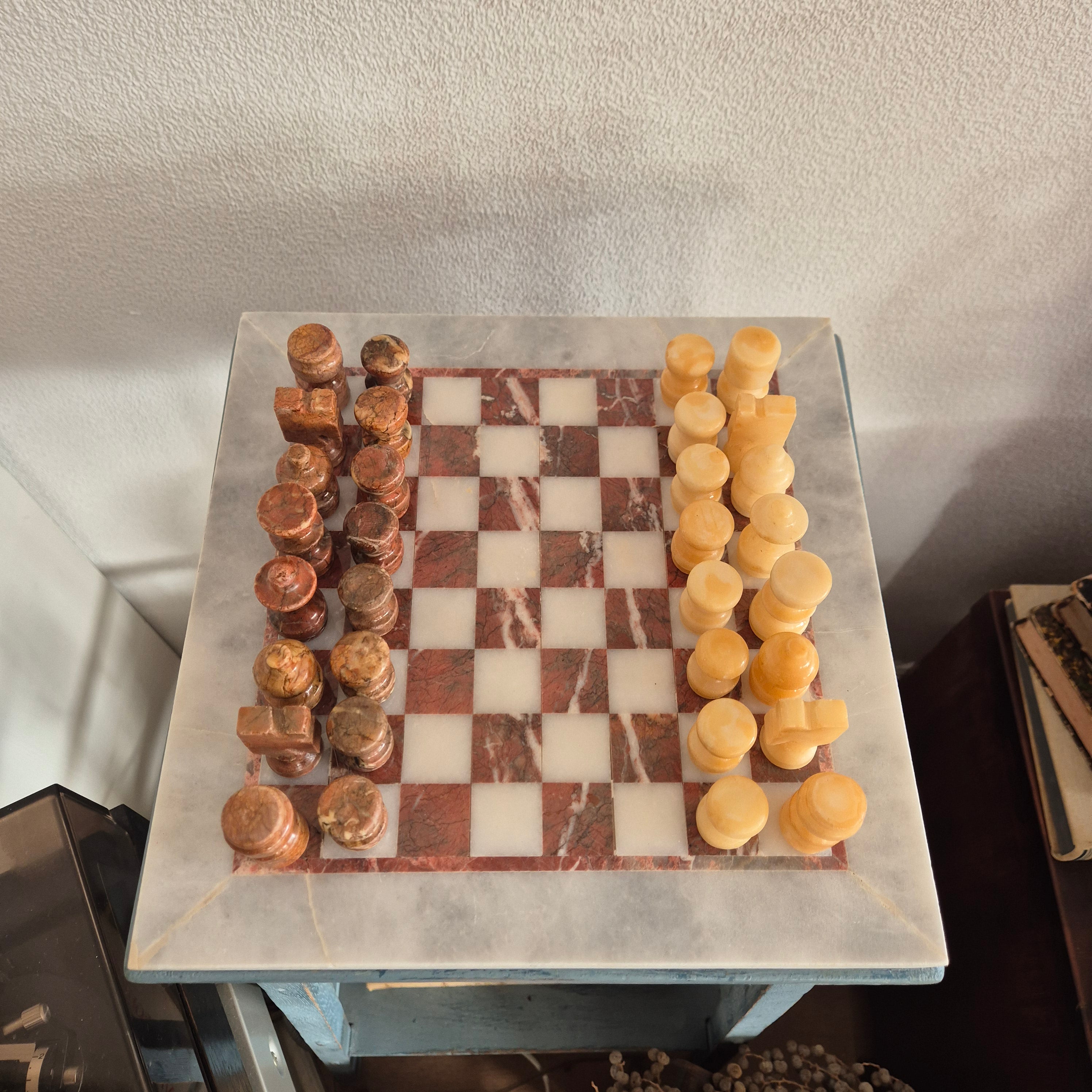 Vintage schaakspel van Onyx en Marmer