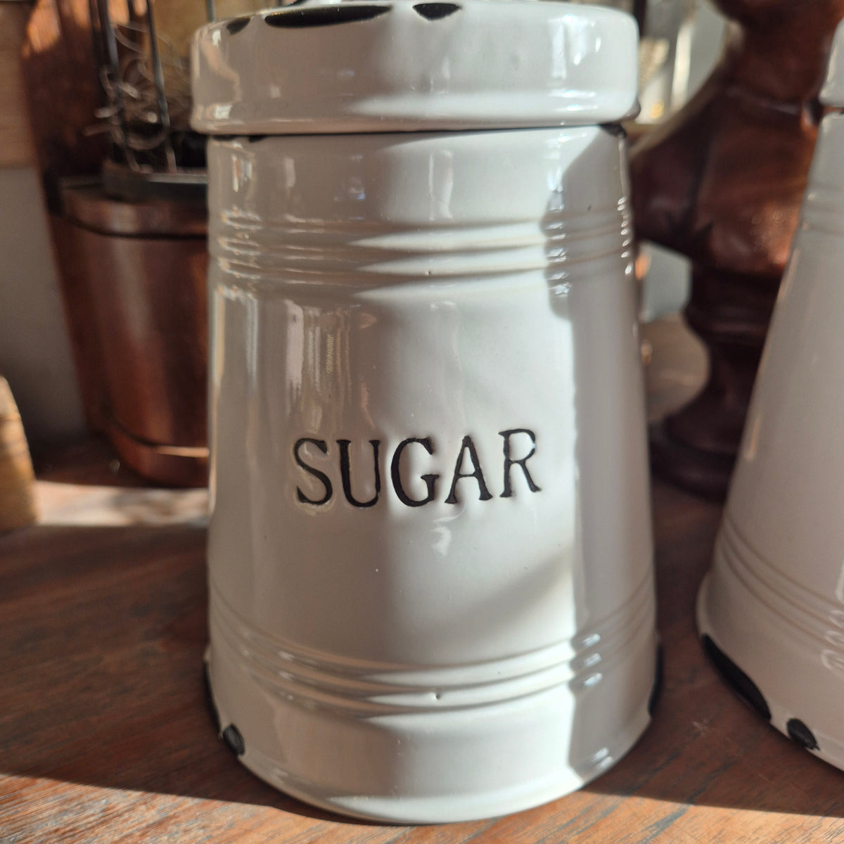 Brocante suiker en thee voorraadpotten