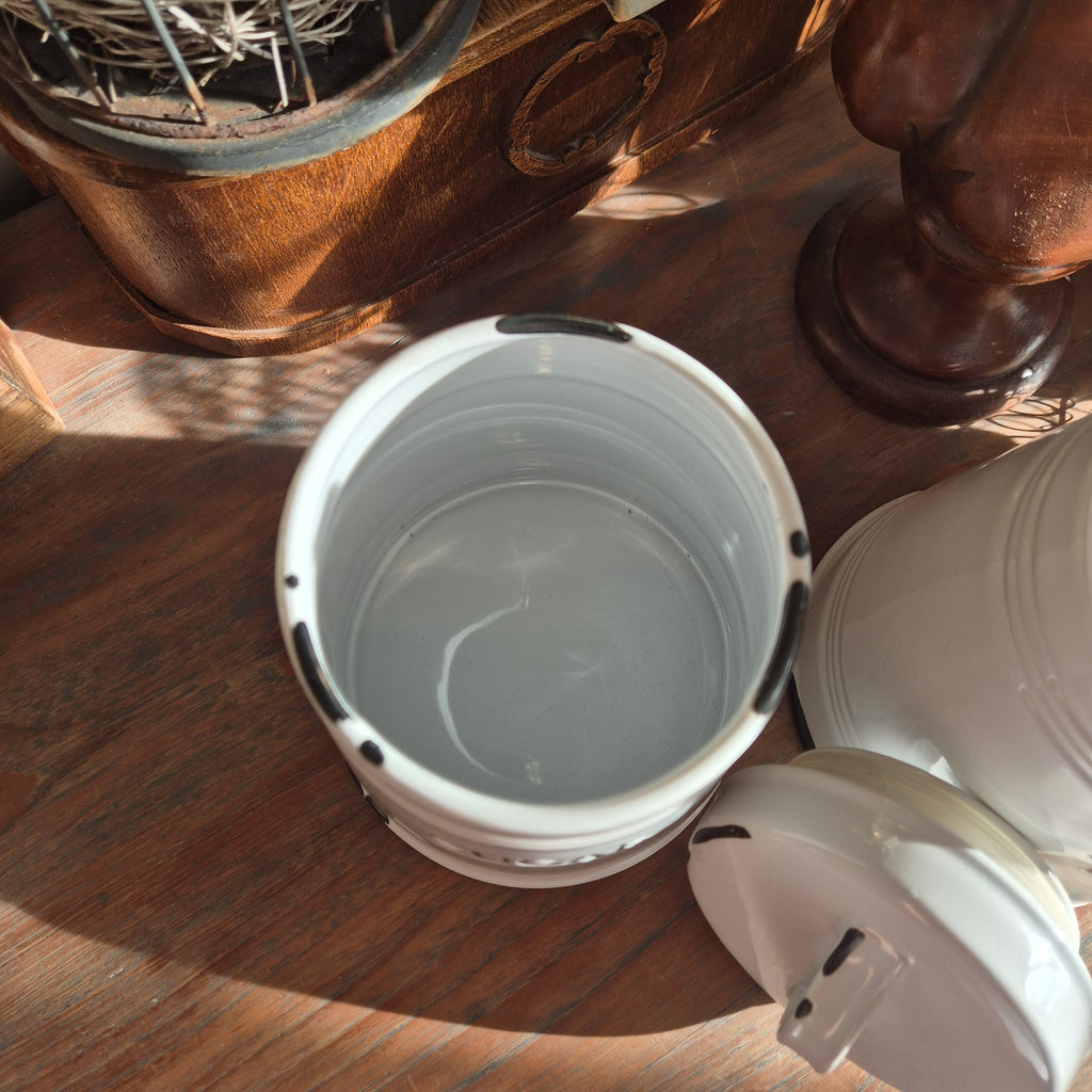 Brocante suiker en thee voorraadpotten