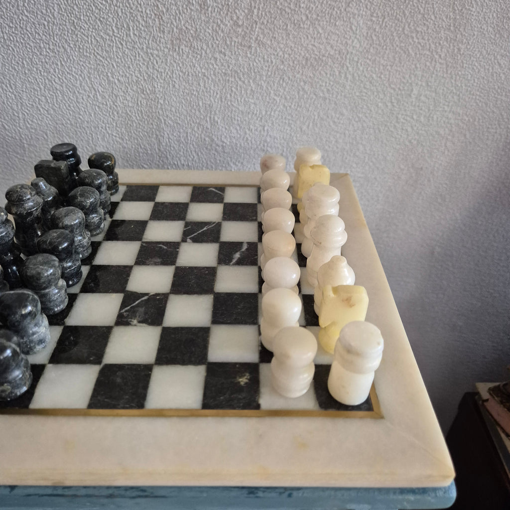 Vintage schaakspel Onyx en Marmer