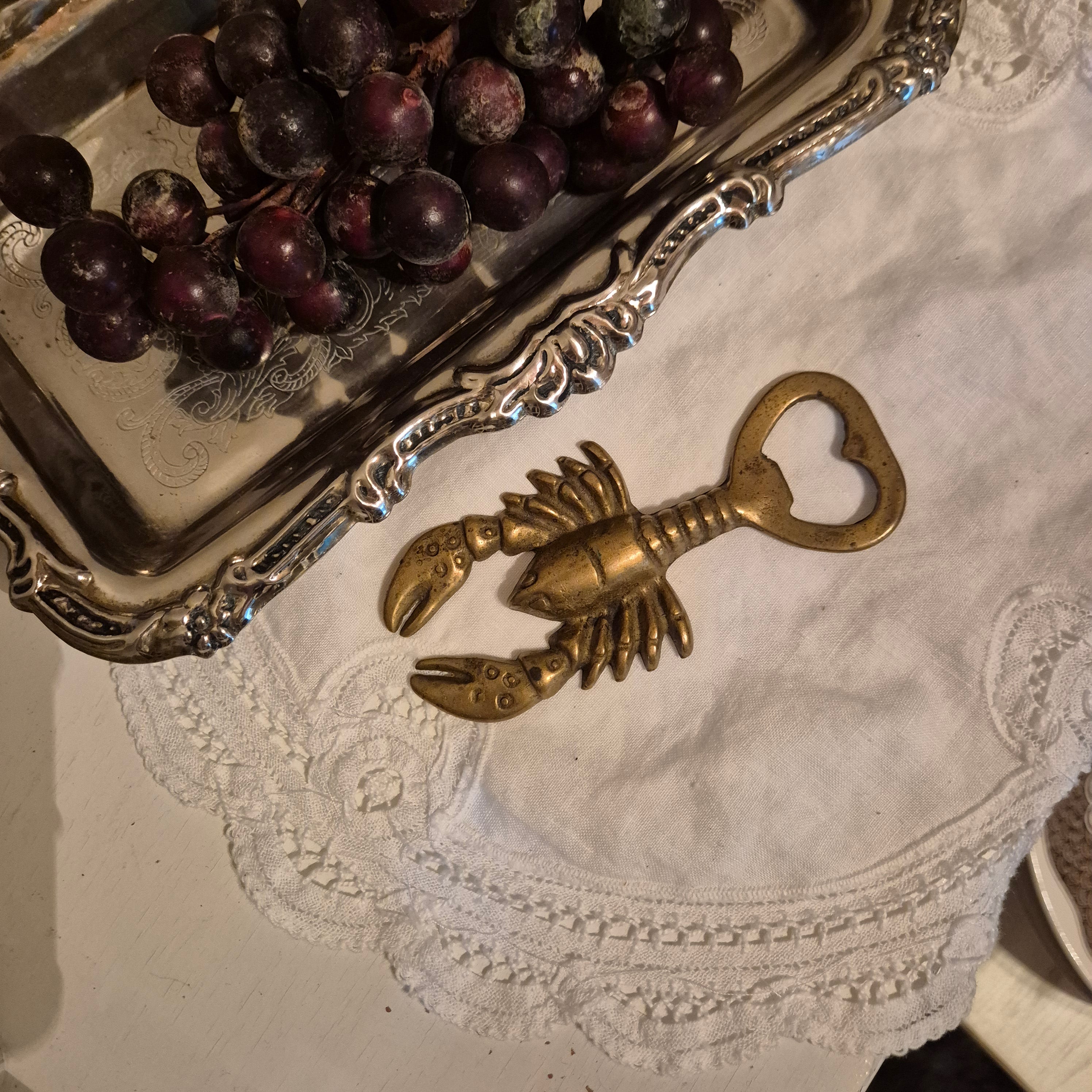 Vintage messing flesopener kreeft