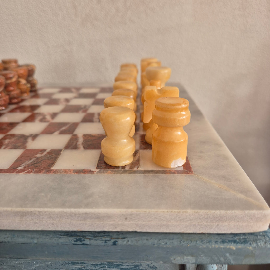 Vintage schaakspel van Onyx en Marmer
