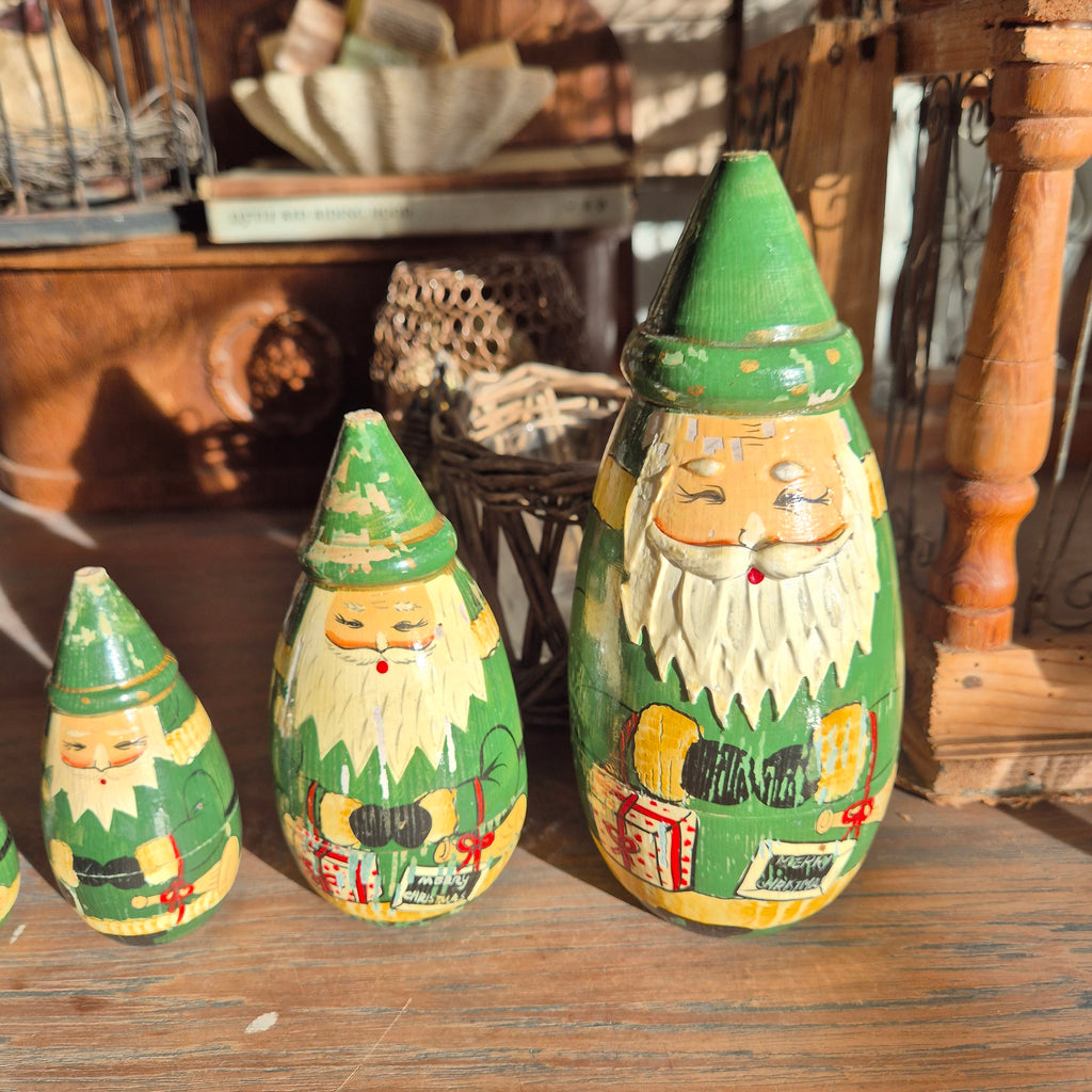 Vintage Jaren 70' Matroesjka kerstmannetjes