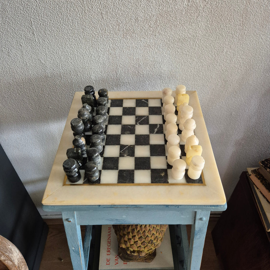 Vintage schaakspel Onyx en Marmer