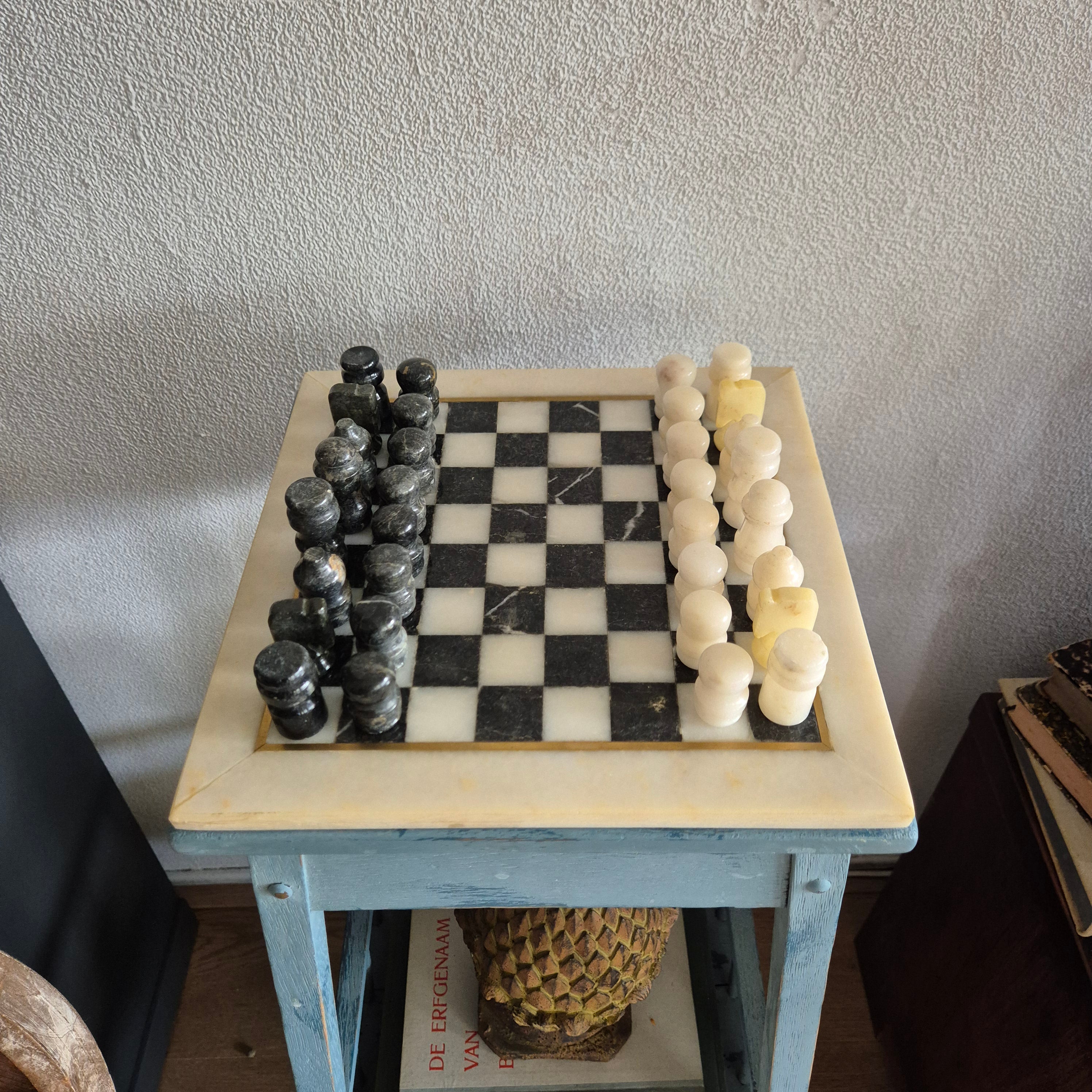 Vintage schaakspel Onyx en Marmer