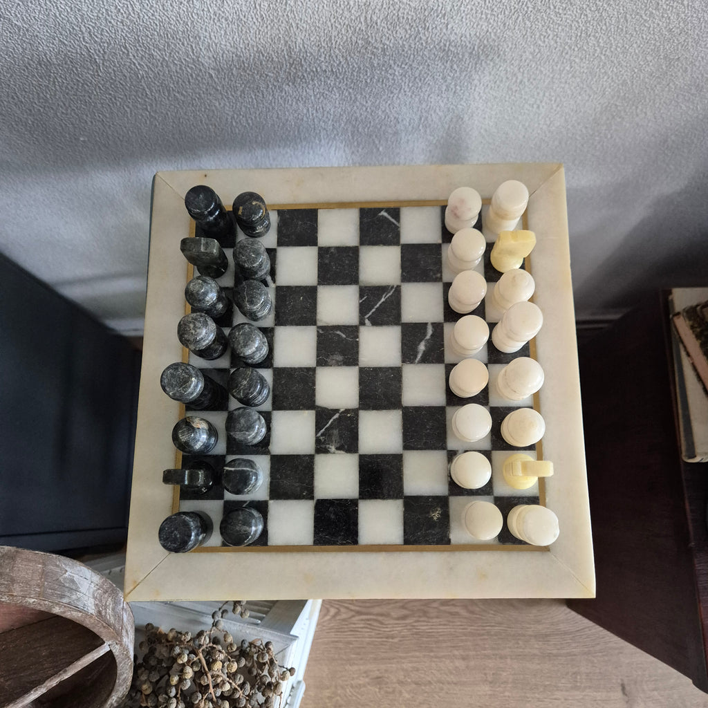Vintage schaakspel Onyx en Marmer