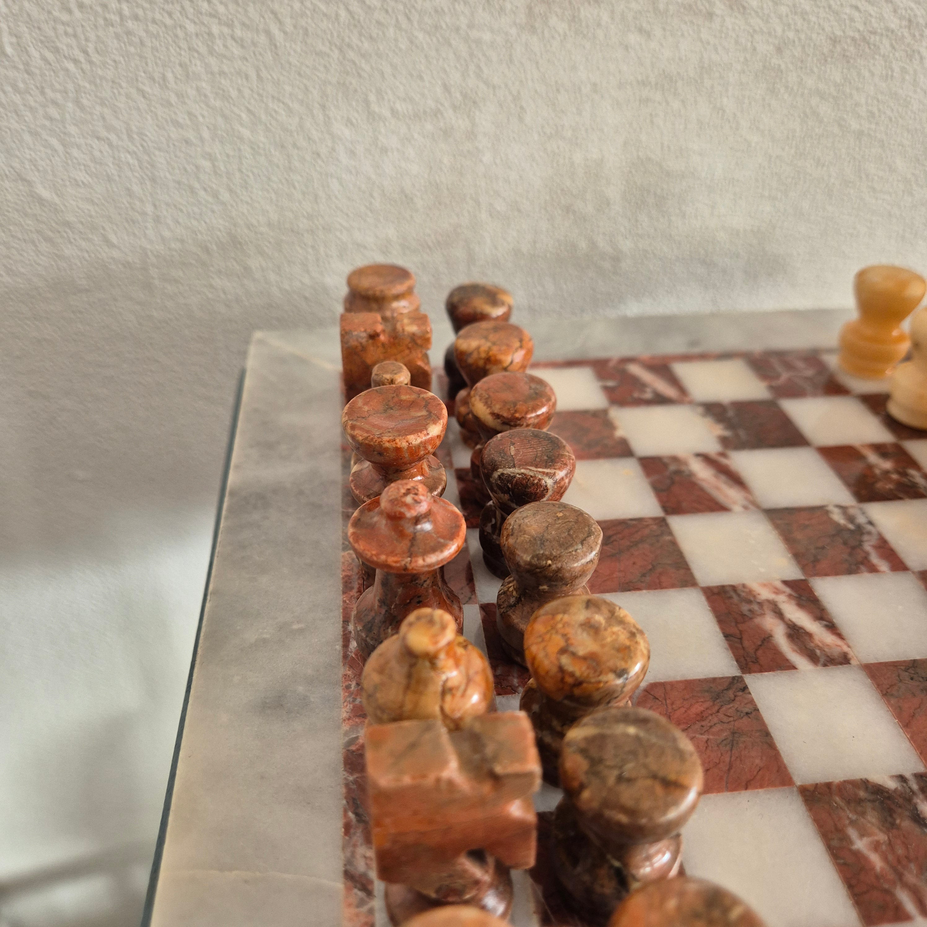 Vintage schaakspel van Onyx en Marmer