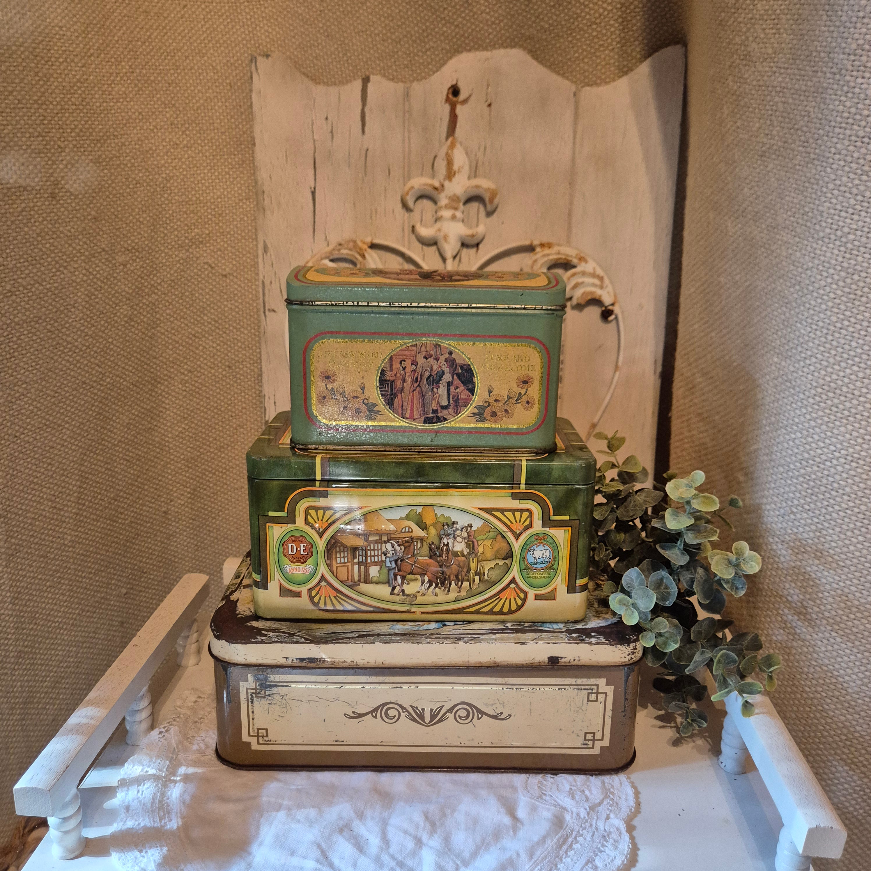Set van 3 decoratieve vintage blikken