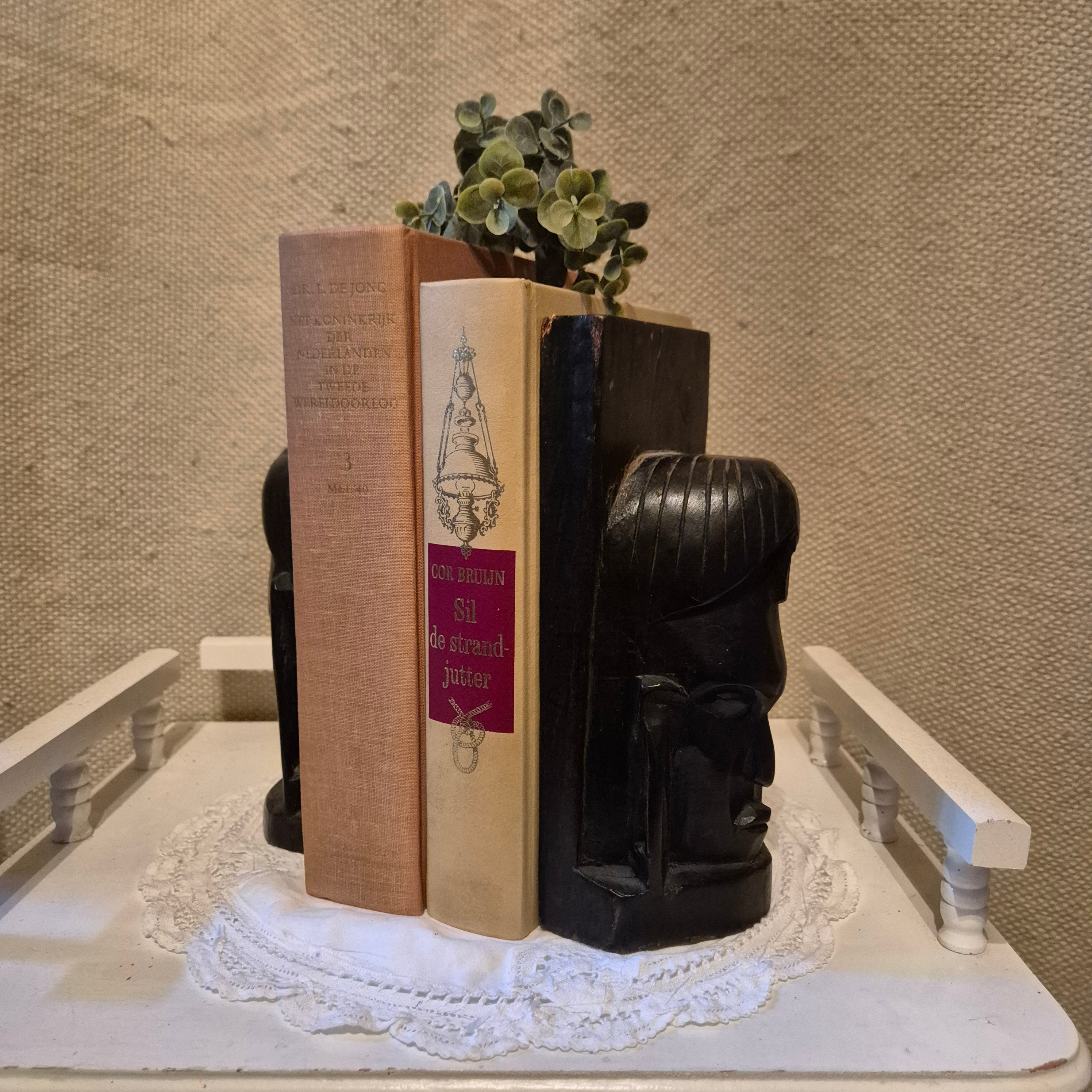 Vintage houten boekensteunen