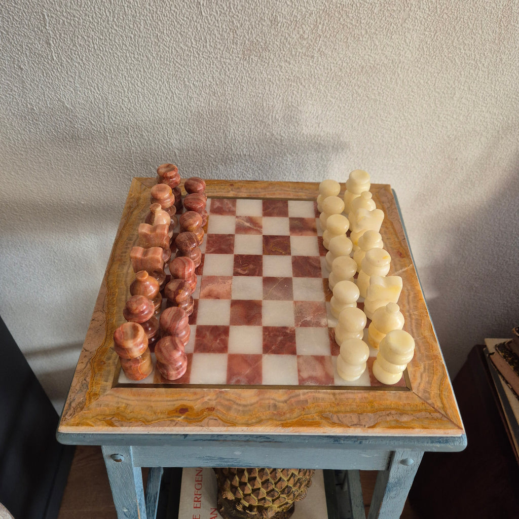 Vintage schaakspel van Onyx en marmer