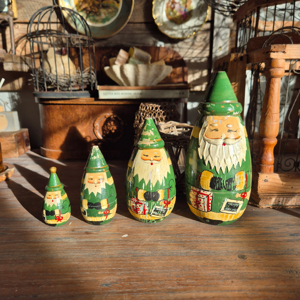 Vintage Jaren 70' Matroesjka kerstmannetjes